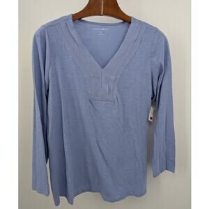 NWT Baby Blue Fashion Bug Long Sleeve V Neck Camisole Size 1X